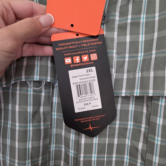 Habit Men Gray Plaid Harbor Bay Long Sleeve River Shirt Size 2XL - Picture 7 of 13